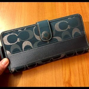 Coach Signature Stripe 3 Color Zip-Around Wallet